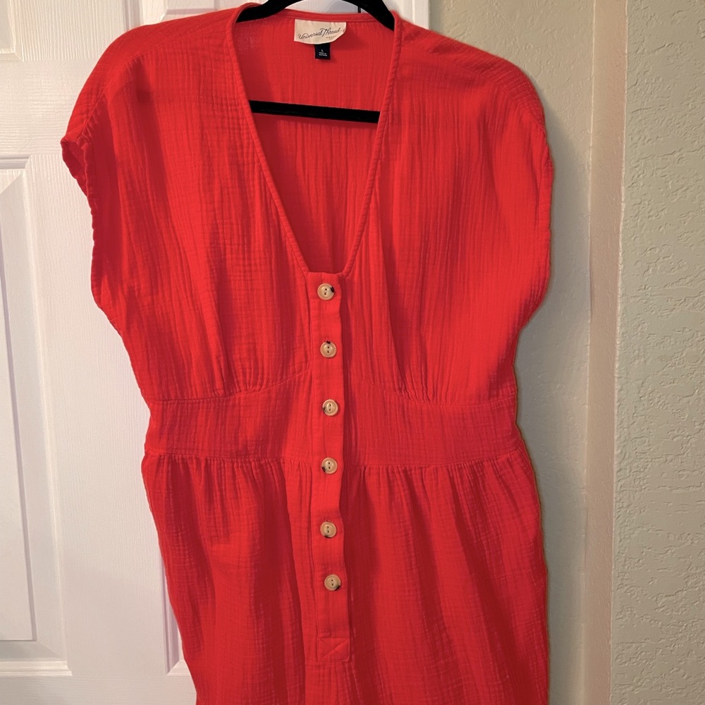 Red romper with pockets